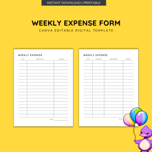 Weekly Expense Log Minimalist