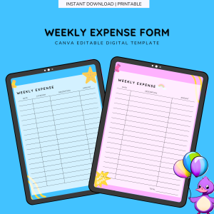 Weekly Expense Log Colored