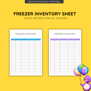 Freezer Inventory Sheet